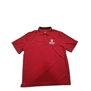 Nike Dri Fit Polo Shirt Men XL Nebraska Lacrosse Cornhuskers Red Team Sportswear
